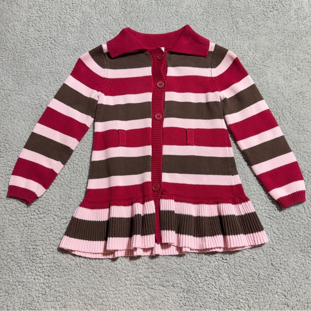 👉 Gymboree Girls Striped Sweater Dress Knit Ruffle Hem Size S (5–6)